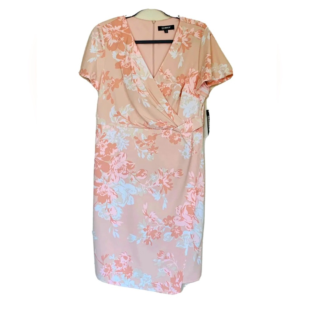 NWT women colorful floral pink glamour size 12 midi dress